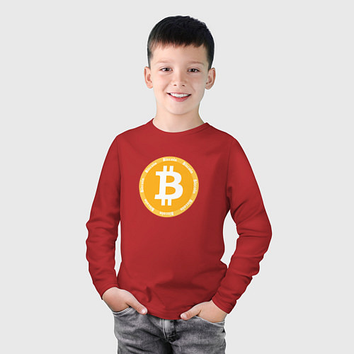 Детский лонгслив Bitcoin Биткоин / Красный – фото 3