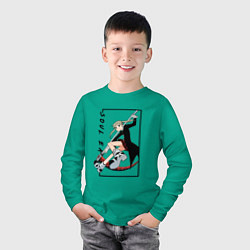 Лонгслив хлопковый детский Моя геройская академия, цвет: зеленый — фото 2