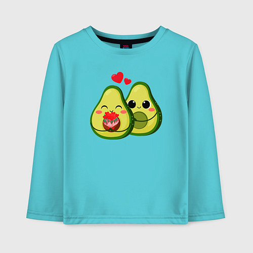 Детский лонгслив Семья авокадо / Бирюзовый – фото 1