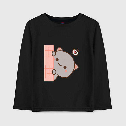 Детский лонгслив Влюблённый котёнок парная / Черный – фото 1