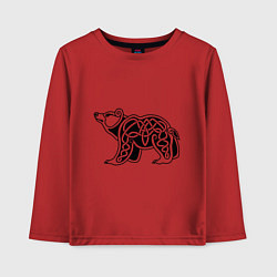 Лонгслив хлопковый детский Скандинавский медведь чёрный, цвет: красный