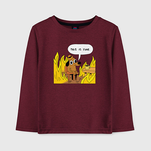 Детский лонгслив This is Fine / Меланж-бордовый – фото 1