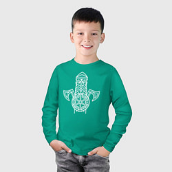 Лонгслив хлопковый детский Перун Бог Воинов, цвет: зеленый — фото 2