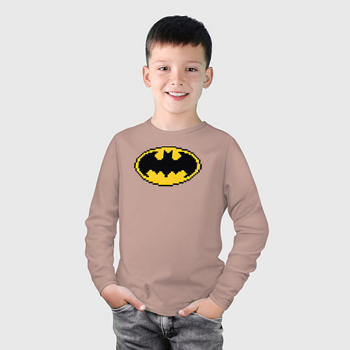 Детский лонгслив Batman 8 bit / Пыльно-розовый – фото 3