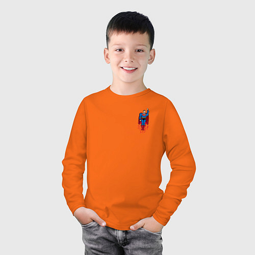 Детский лонгслив Superman 8 bit / Оранжевый – фото 3