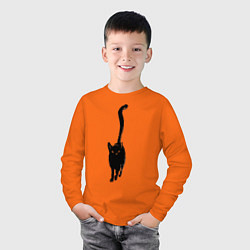 Лонгслив хлопковый детский Черный кот тушью, цвет: оранжевый — фото 2