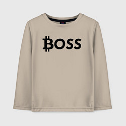 Лонгслив хлопковый детский БИТКОИН ДЕД BITCOIN BOSS, цвет: миндальный