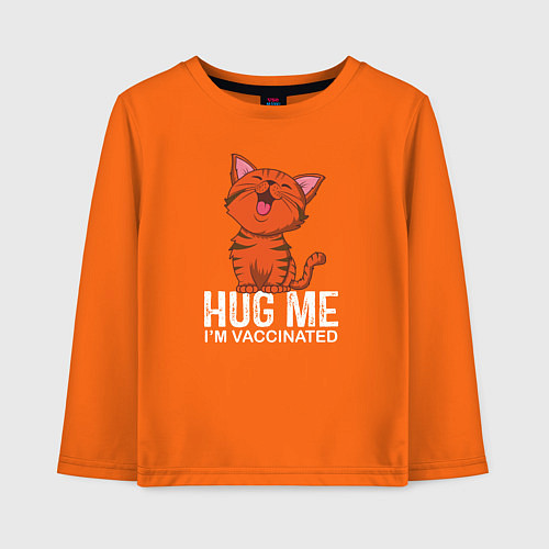 Детский лонгслив Hug Me Im Vaccinated / Оранжевый – фото 1