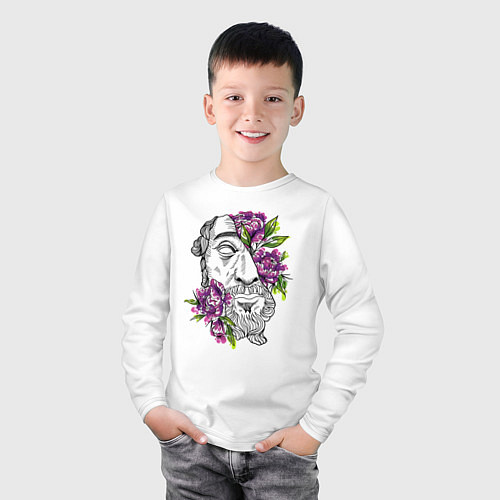 Детский лонгслив Sculpture and flowers / Белый – фото 3