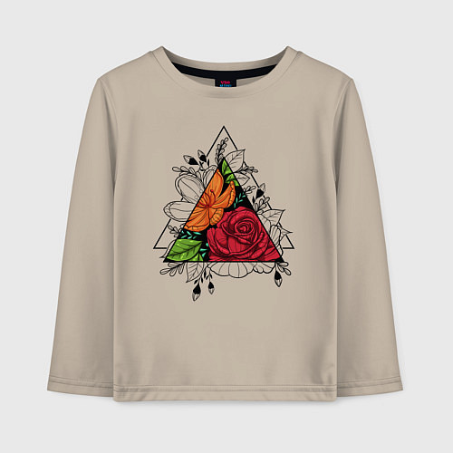 Детский лонгслив Flower tattoo / Миндальный – фото 1