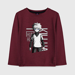 Лонгслив хлопковый детский Киллуа Золдик, цвет: меланж-бордовый