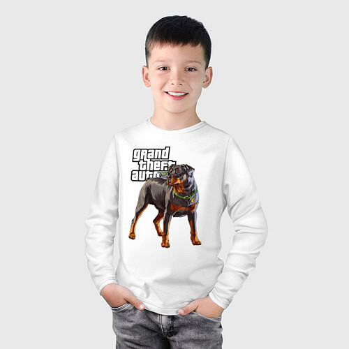 Детский лонгслив ЧОП - ротвейлер из GTA 5 / Белый – фото 3
