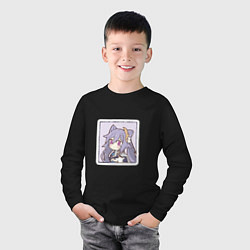 Лонгслив хлопковый детский Кэ Цин, цвет: черный — фото 2