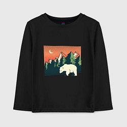 Детский лонгслив Белый медведь пейзаж с горами