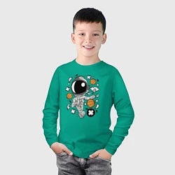 Лонгслив хлопковый детский Космонавт Баскетболист, цвет: зеленый — фото 2