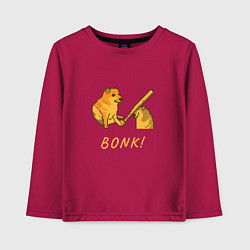 Лонгслив хлопковый детский Doge Bonk go to horny jail, цвет: маджента