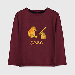 Лонгслив хлопковый детский Doge Bonk go to horny jail, цвет: меланж-бордовый