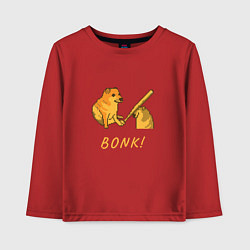 Лонгслив хлопковый детский Doge Bonk go to horny jail, цвет: красный