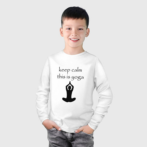 Детский лонгслив Keep calm this is yoga / Белый – фото 3