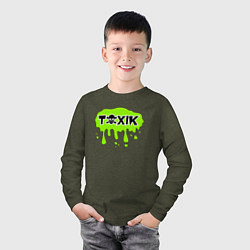Лонгслив хлопковый детский Токсик toxik, цвет: меланж-хаки — фото 2