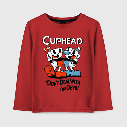 Детский лонгслив Cuphead, Dont deal with devil / Красный – фото 1