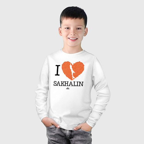 Детский лонгслив I love Sakhalin / Белый – фото 3