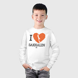 Лонгслив хлопковый детский I love Sakhalin, цвет: белый — фото 2