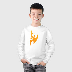 Лонгслив хлопковый детский Protoss logo Orange, цвет: белый — фото 2