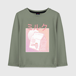 Лонгслив хлопковый детский Vaporwave Strawberry Milk, цвет: авокадо