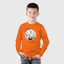 Лонгслив хлопковый детский Милая Лола с корабликом, цвет: оранжевый — фото 2