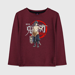 Лонгслив хлопковый детский Иноске Хашибира Kimetsu no Yaiba, цвет: меланж-бордовый