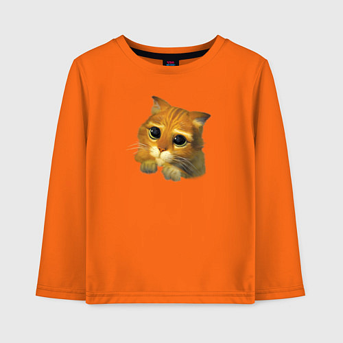 Детский лонгслив Шрек: Кот в сапогах / Оранжевый – фото 1
