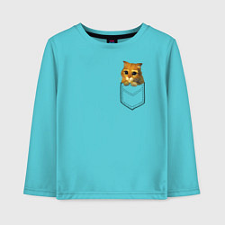 Лонгслив хлопковый детский Шрек: Кот в кармане, цвет: бирюзовый