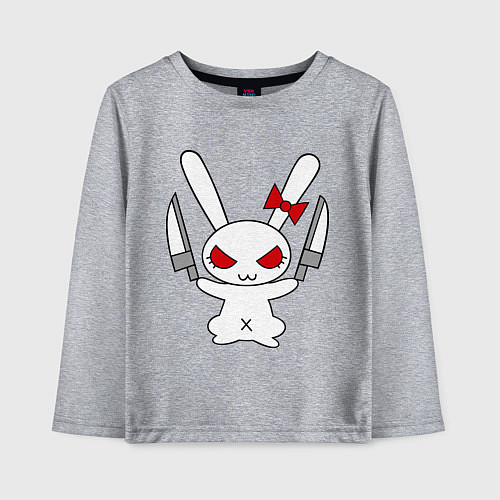 Детский лонгслив Зайка с ножами / Меланж – фото 1