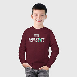 Лонгслив хлопковый детский PUBG NEW STATE ПАБГ, цвет: меланж-бордовый — фото 2
