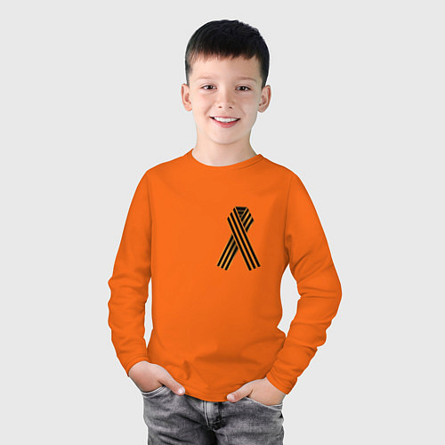 Детский лонгслив Победа Георгиевская лента / Оранжевый – фото 3