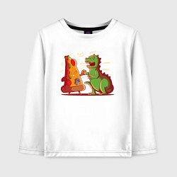 Лонгслив хлопковый детский Пицца против Годзиллы, цвет: белый