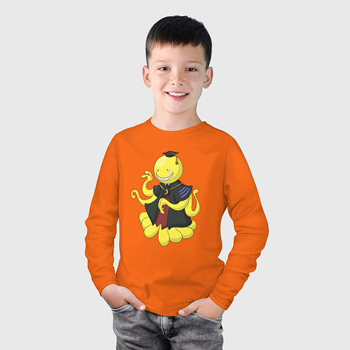 Детский лонгслив Коро-сенсей минимализм / Оранжевый – фото 3