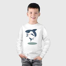 Лонгслив хлопковый детский Акуленок, цвет: белый — фото 2