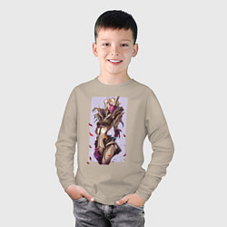 Лонгслив хлопковый детский Варфрейм, цвет: миндальный — фото 2