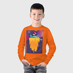 Лонгслив хлопковый детский Space Flat, цвет: оранжевый — фото 2