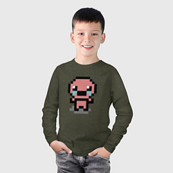 Лонгслив хлопковый детский Pixel isaac, цвет: меланж-хаки — фото 2