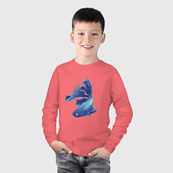 Лонгслив хлопковый детский Рыбка петушок, цвет: коралловый — фото 2
