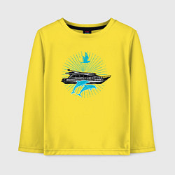 Лонгслив хлопковый детский Яхта и дельфины, цвет: желтый