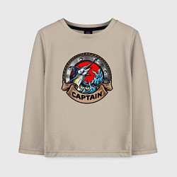 Лонгслив хлопковый детский Рыба меч Captain, цвет: миндальный