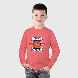 Лонгслив хлопковый детский Slam Dunk, цвет: коралловый — фото 2