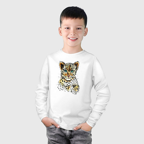 Детский лонгслив Леопардёнок / Белый – фото 3