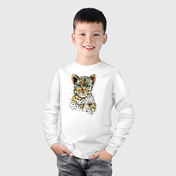 Лонгслив хлопковый детский Леопардёнок, цвет: белый — фото 2