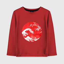Лонгслив хлопковый детский Волна в Канагаве, цвет: красный