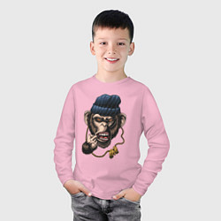 Лонгслив хлопковый детский Monkey Boy, цвет: светло-розовый — фото 2